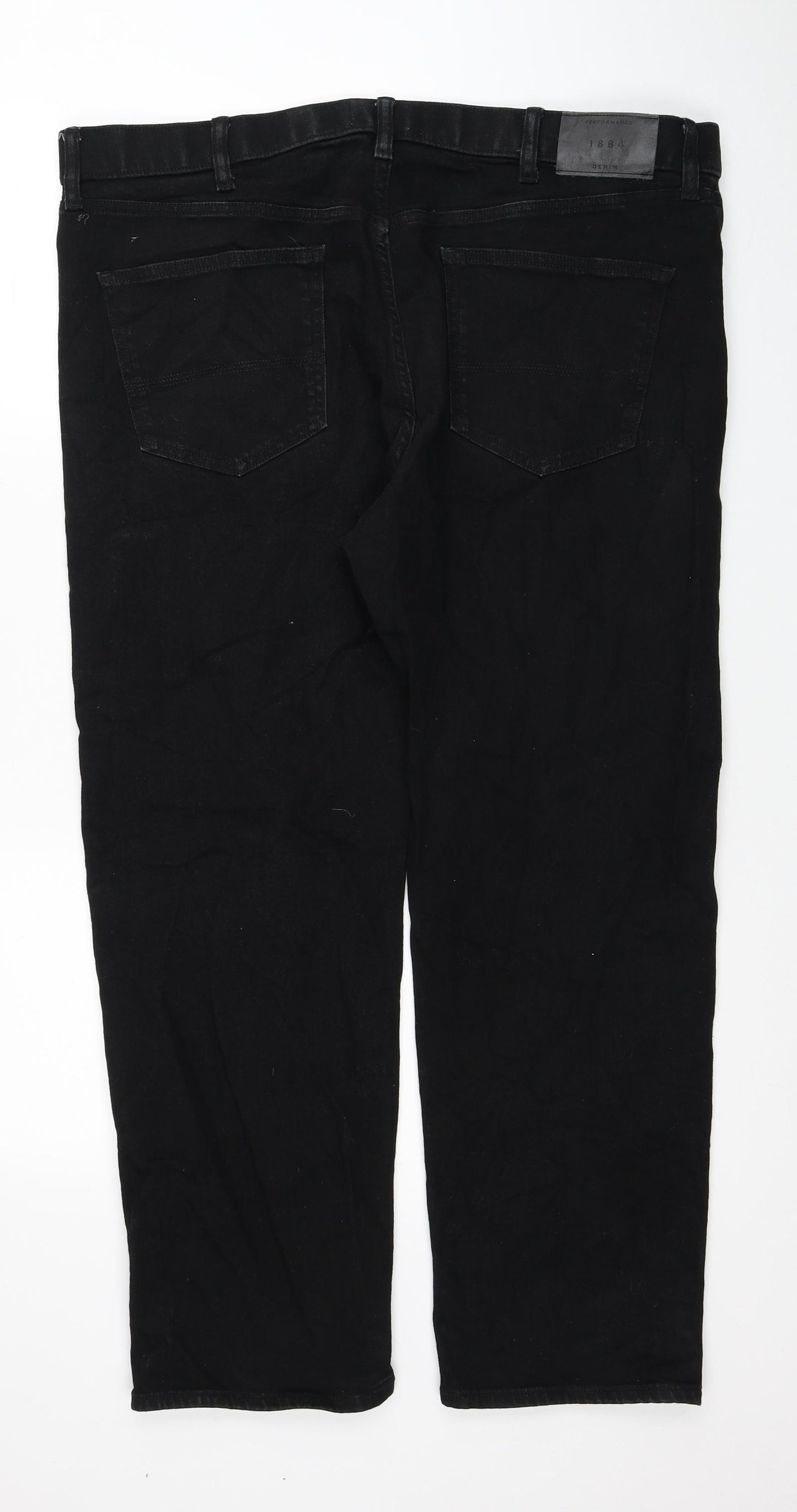 Marks and Spencer Mens Black Cotton Straight Jeans Size 40 in L31 in Regular Zip