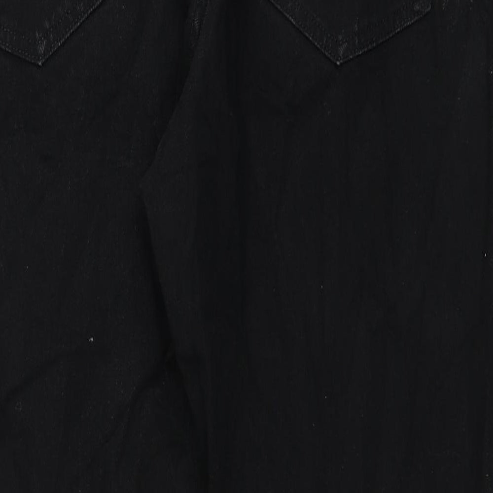 Marks and Spencer Mens Black Cotton Straight Jeans Size 40 in L31 in Regular Zip