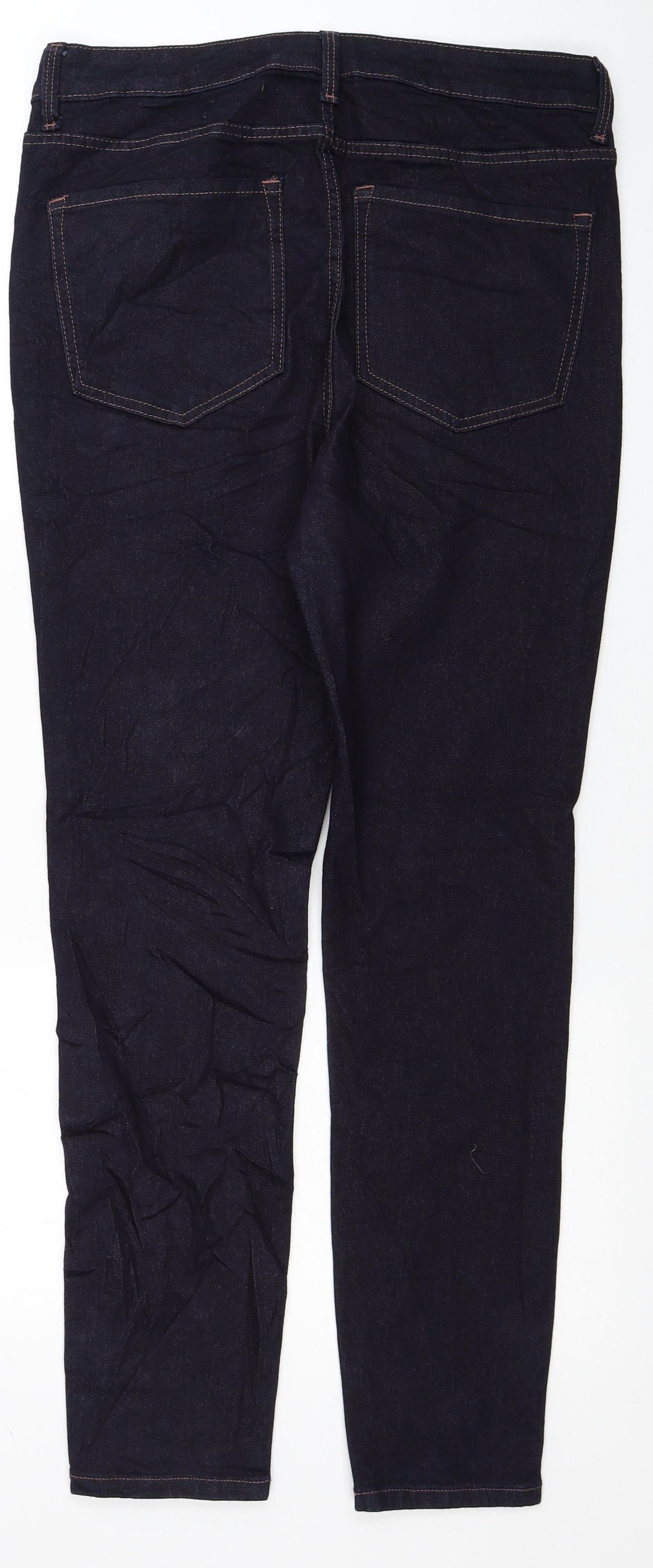 Marks and Spencer Womens Blue Cotton Skinny Jeans Size 12 L29 in Regular Zip