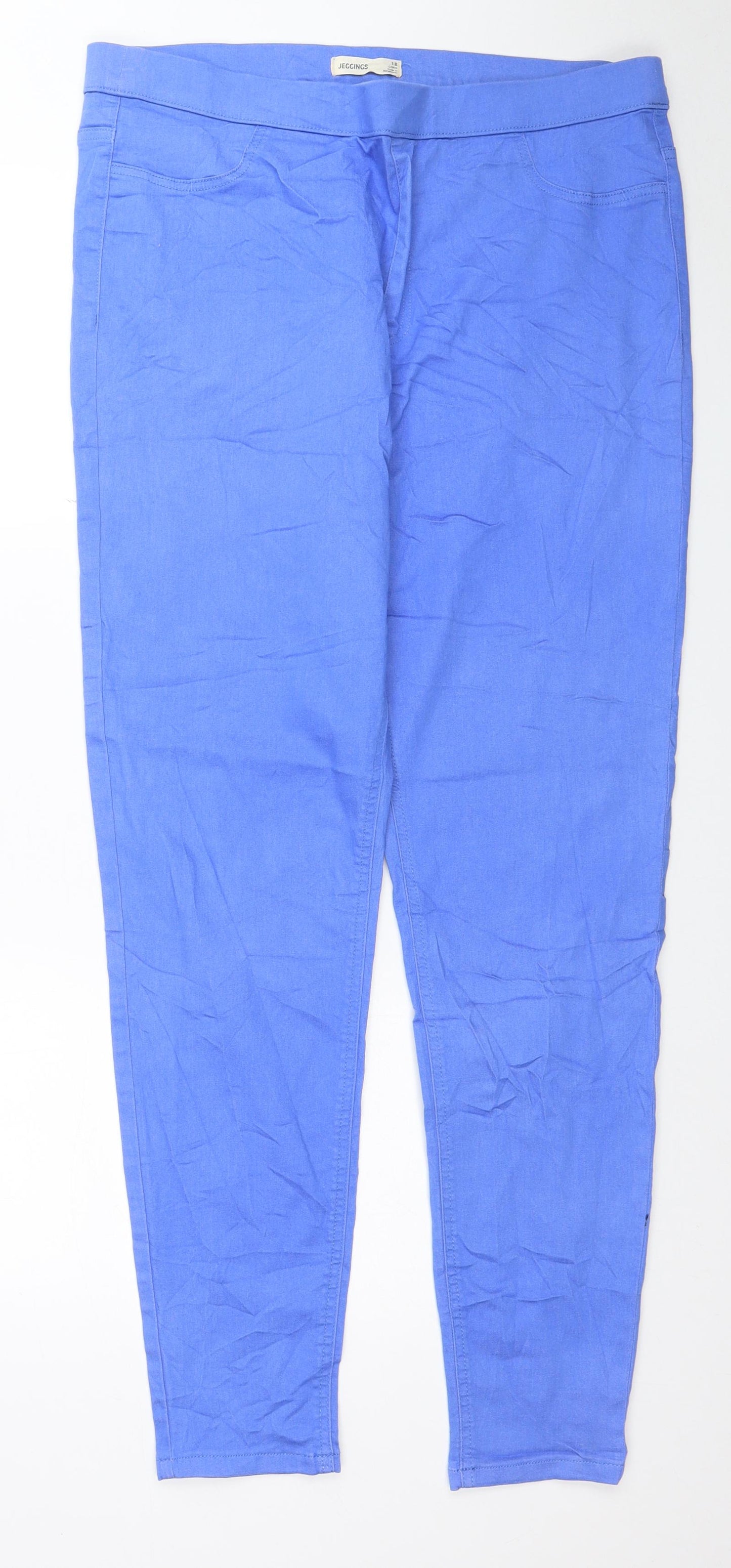 Marks and Spencer Womens Blue Cotton Jegging Jeans Size 18 L29 in Regular