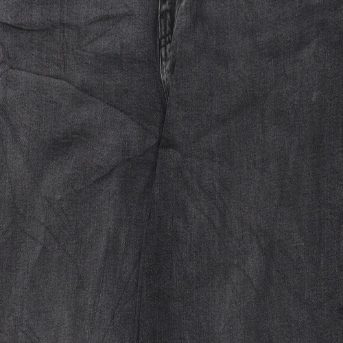 Marks and Spencer Womens Black Cotton Boyfriend Jeans Size 16 L30 in Regular Zip