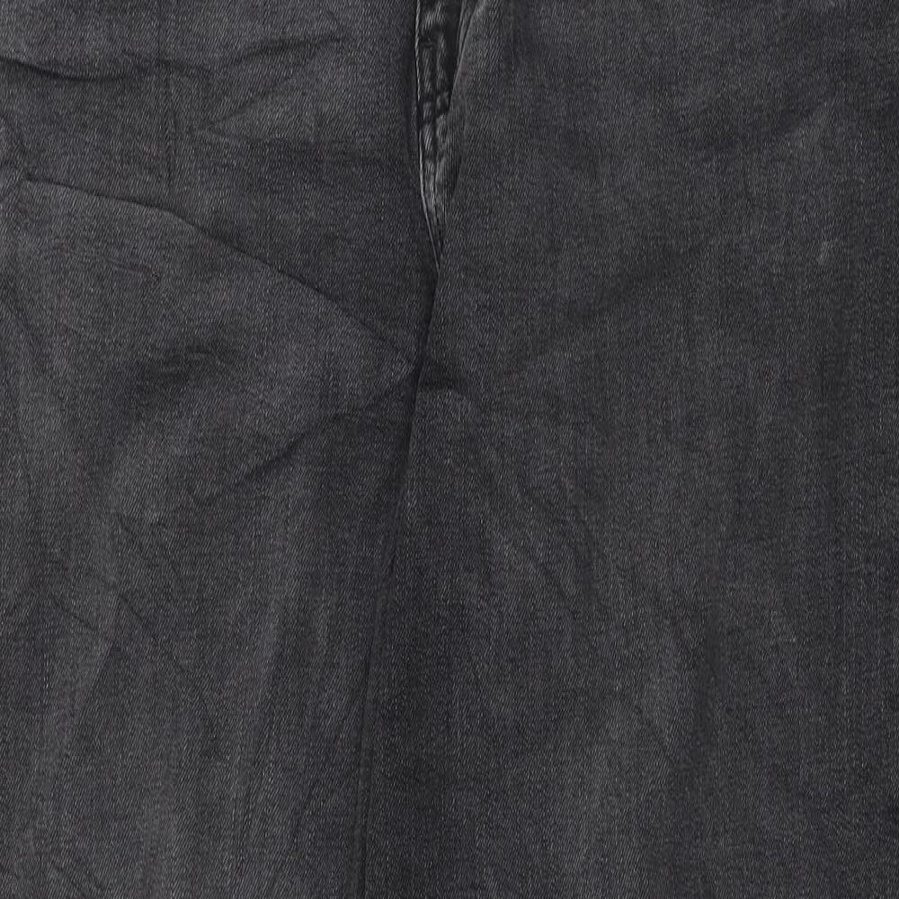 Marks and Spencer Womens Black Cotton Boyfriend Jeans Size 16 L30 in Regular Zip