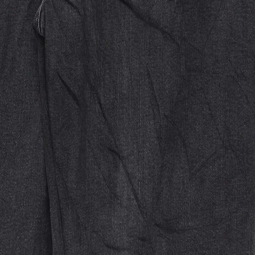 Marks and Spencer Womens Black Cotton Boyfriend Jeans Size 16 L30 in Regular Zip