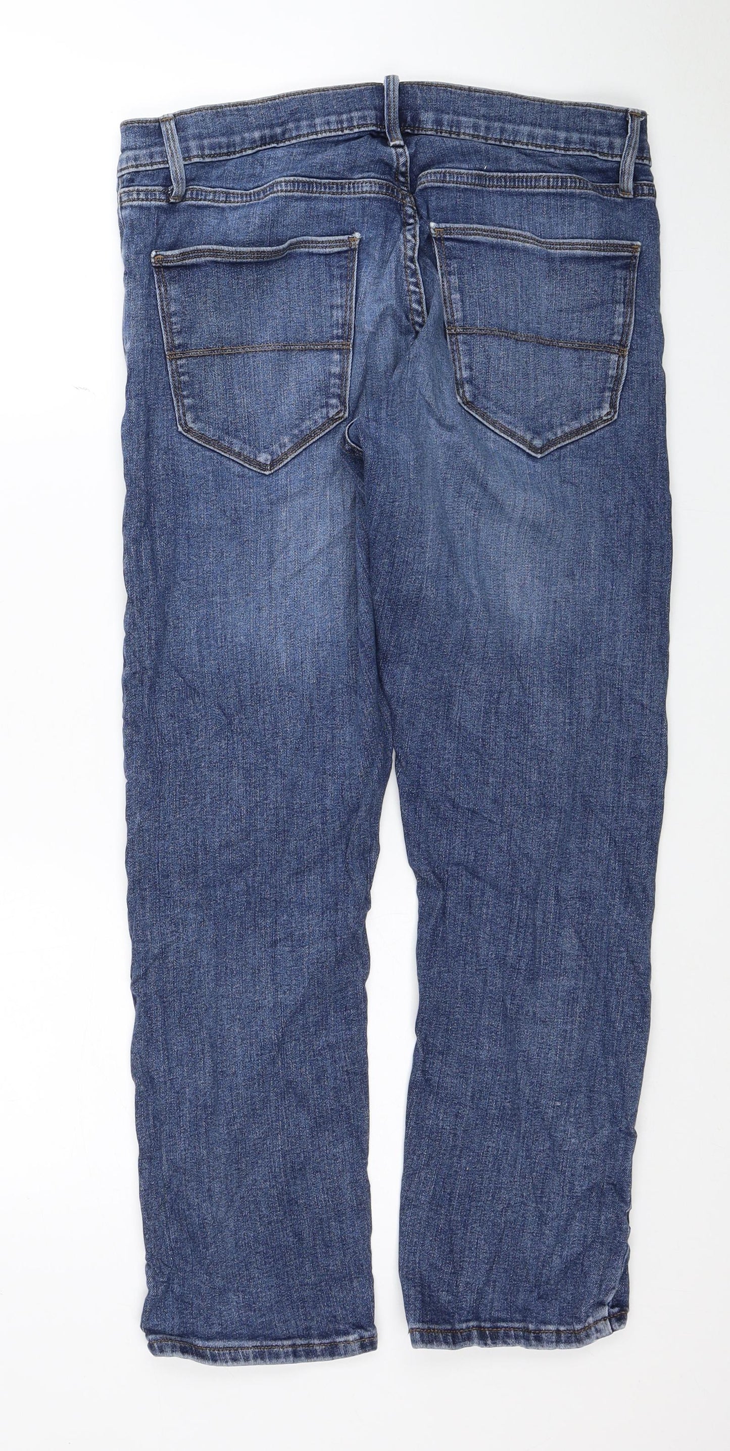Marks and Spencer Mens Blue Cotton Skinny Jeans Size 32 in L27 in Regular Zip