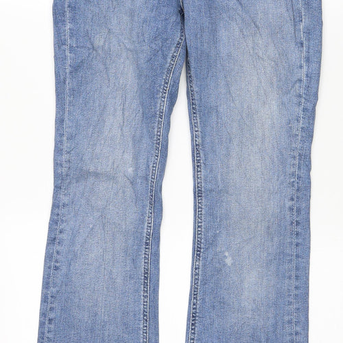 Marks and Spencer Womens Blue Cotton Flared Jeans Size 10 L31 in Slim Zip