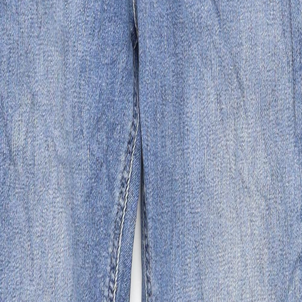Marks and Spencer Womens Blue Cotton Flared Jeans Size 10 L31 in Slim Zip