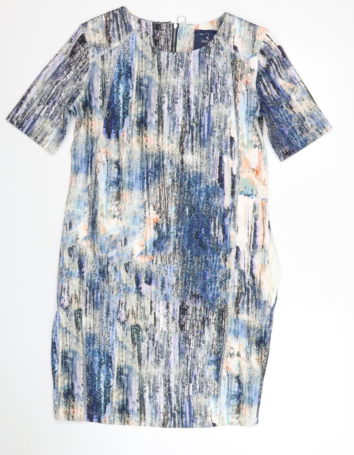 NEXT Womens Multicoloured Tie Dye Polyester T-Shirt Dress Size 10 Scoop Neck Zip