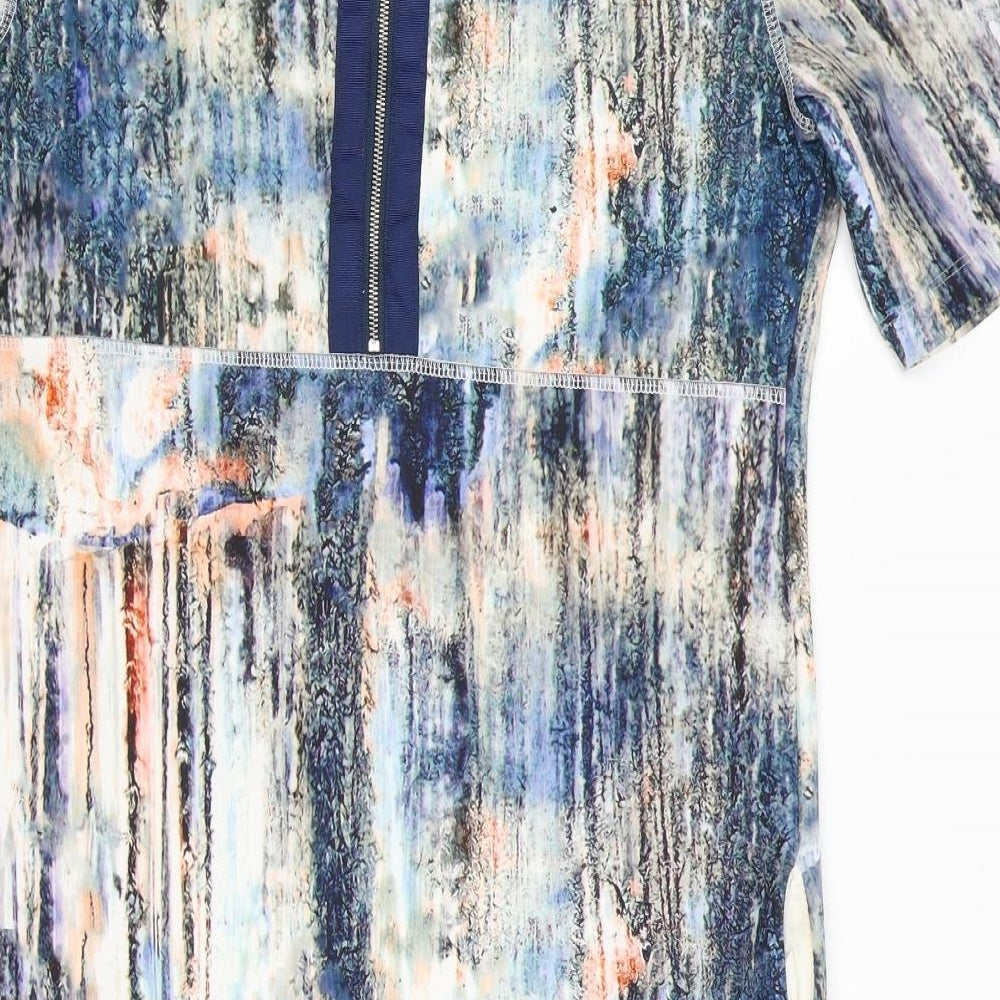 NEXT Womens Multicoloured Tie Dye Polyester T-Shirt Dress Size 10 Scoop Neck Zip