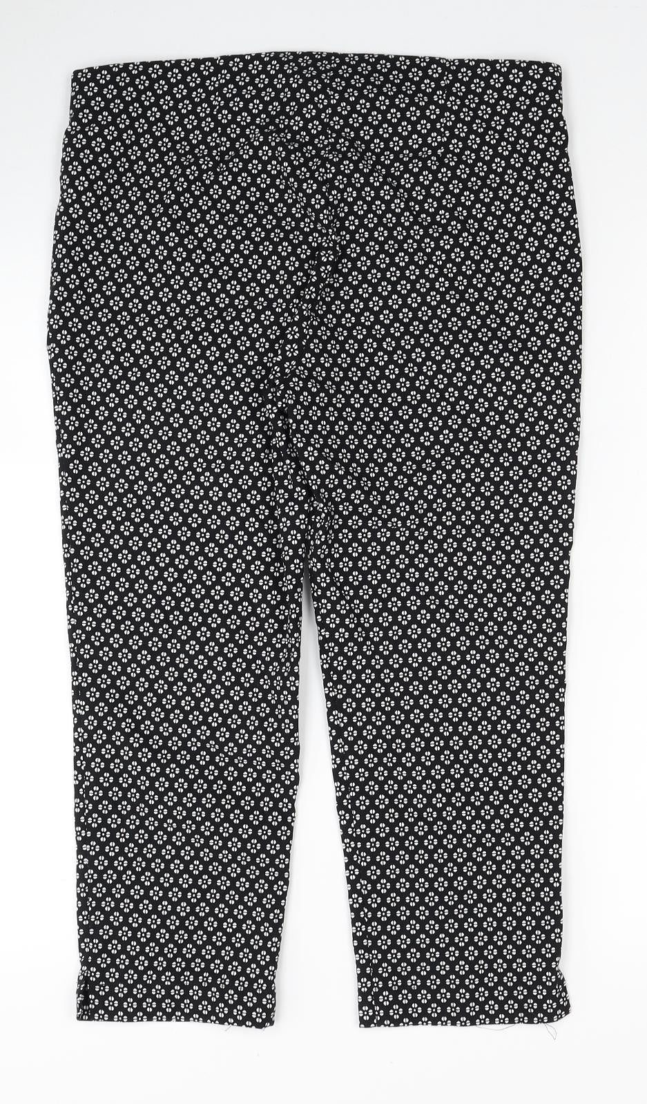 M&Co Womens Black Geometric Viscose Jegging Jeans Size 14 L20 in Regular - Cropped