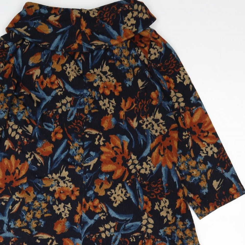 Isle Womens Multicoloured Floral Polyester Jumper Dress Size 16 Roll Neck Pullover