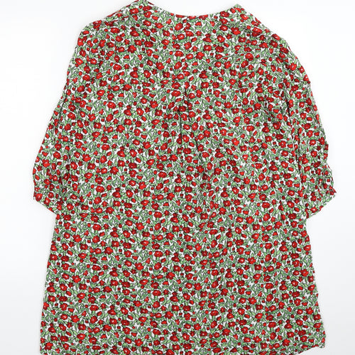 Monki Womens Multicoloured Floral Viscose T-Shirt Dress Size XS V-Neck Button