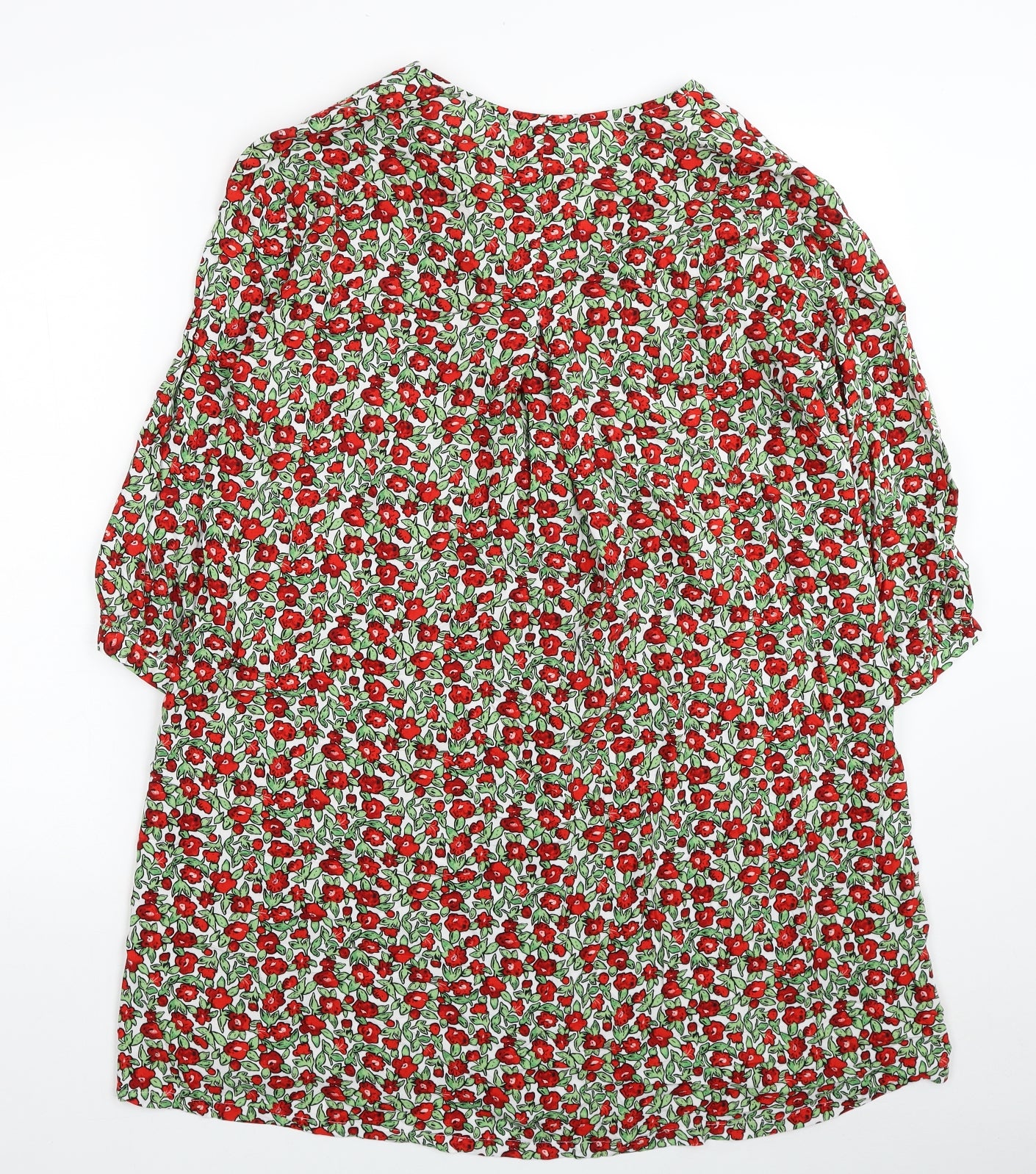 Monki Womens Multicoloured Floral Viscose T-Shirt Dress Size XS V-Neck Button