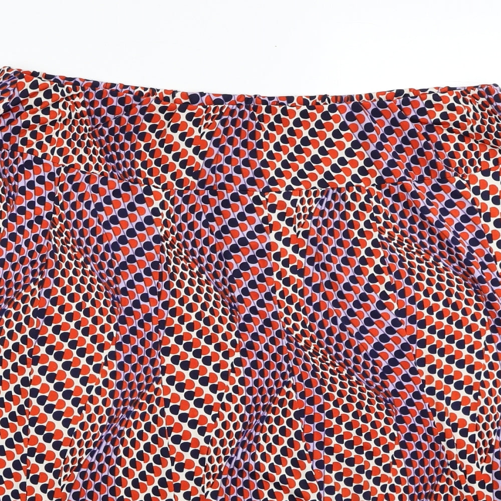 Nightingales Womens Red Geometric Polyester Pleated Skirt Size 16