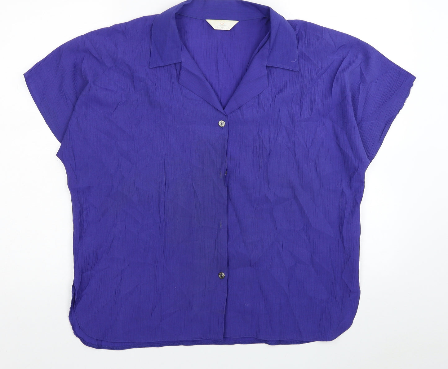 Choices Womens Purple Viscose Basic Button-Up Size 16 Collared
