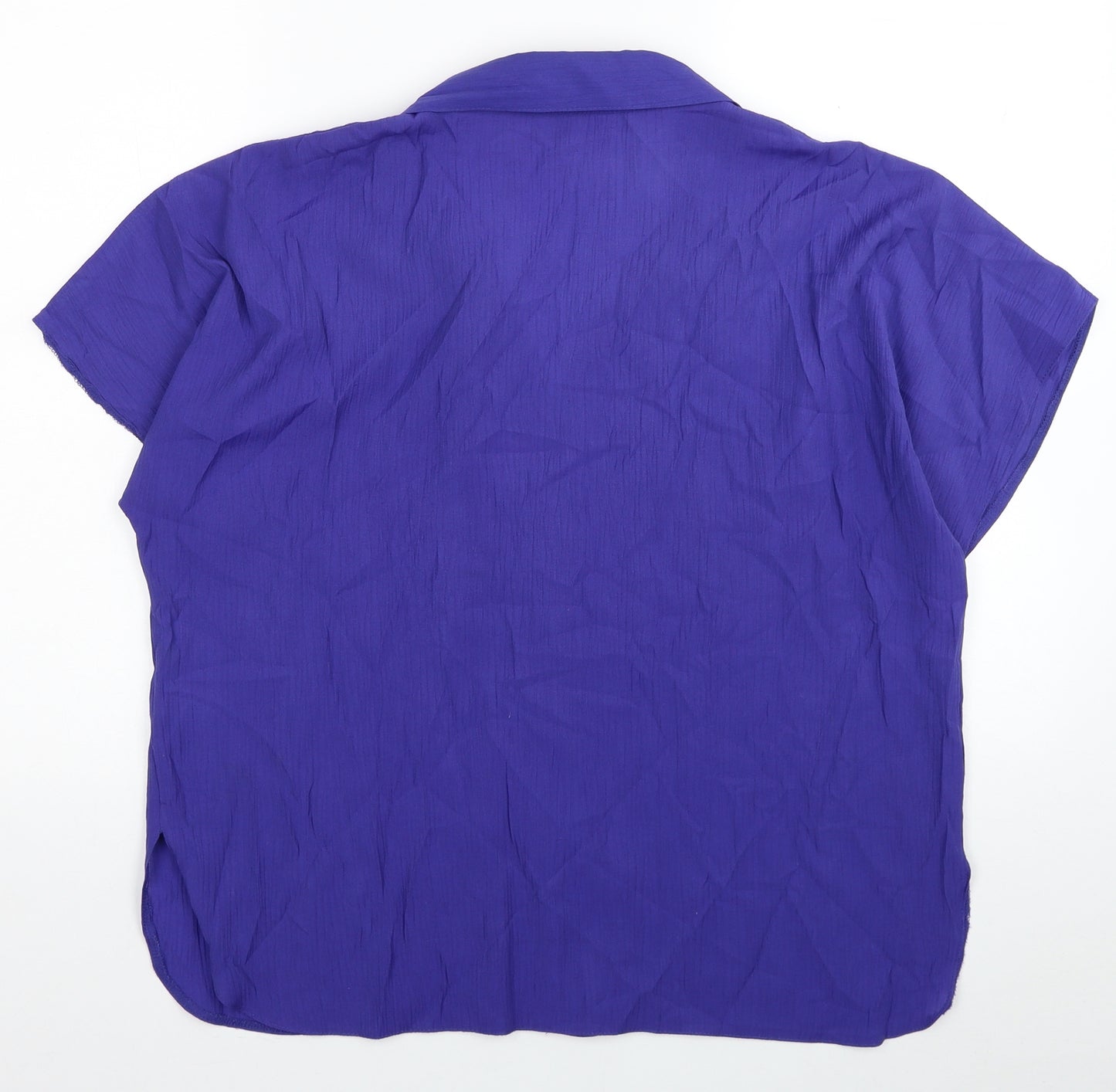 Choices Womens Purple Viscose Basic Button-Up Size 16 Collared