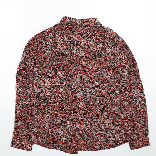 Primark Womens Red Animal Print Polyester Basic Button-Up Size 8 Collared