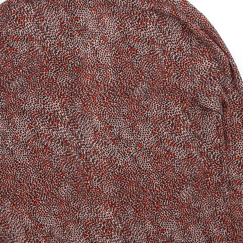 Primark Womens Red Animal Print Polyester Basic Button-Up Size 8 Collared