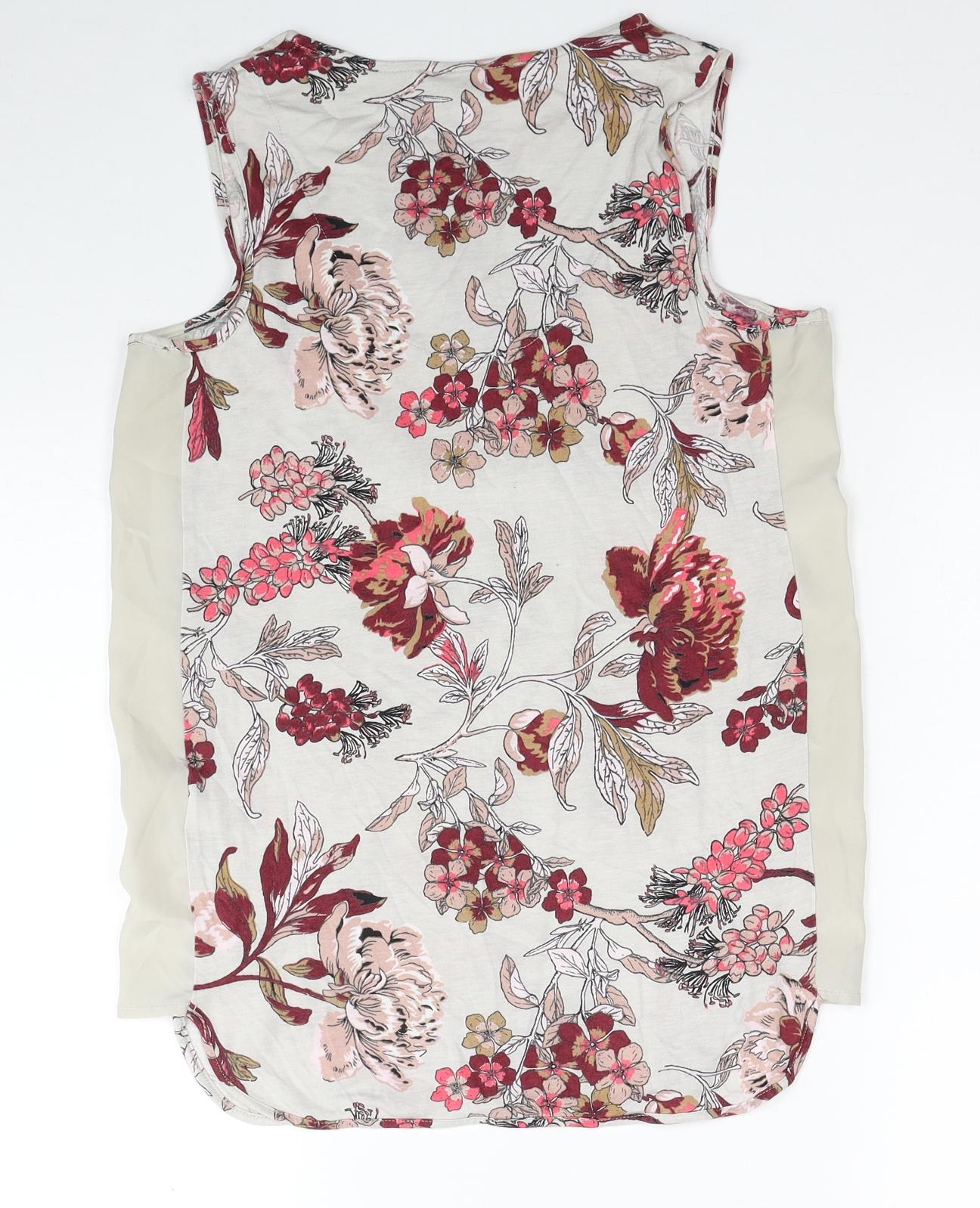 NEXT Womens Grey Floral Viscose Basic Tank Size 8 V-Neck