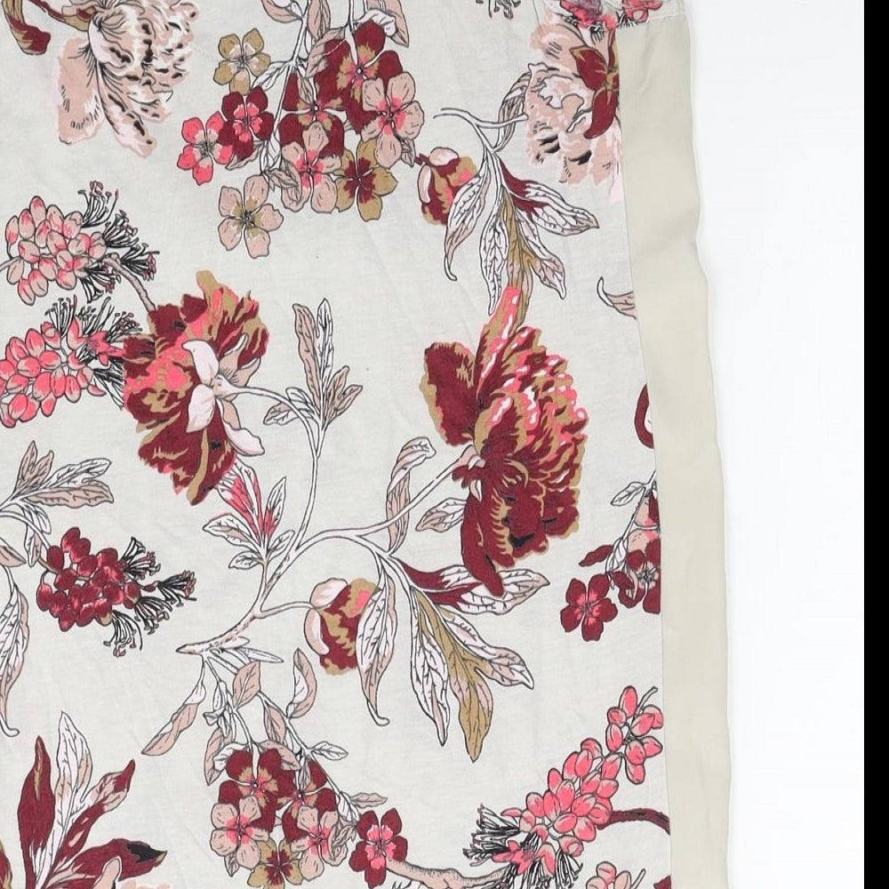 NEXT Womens Grey Floral Viscose Basic Tank Size 8 V-Neck