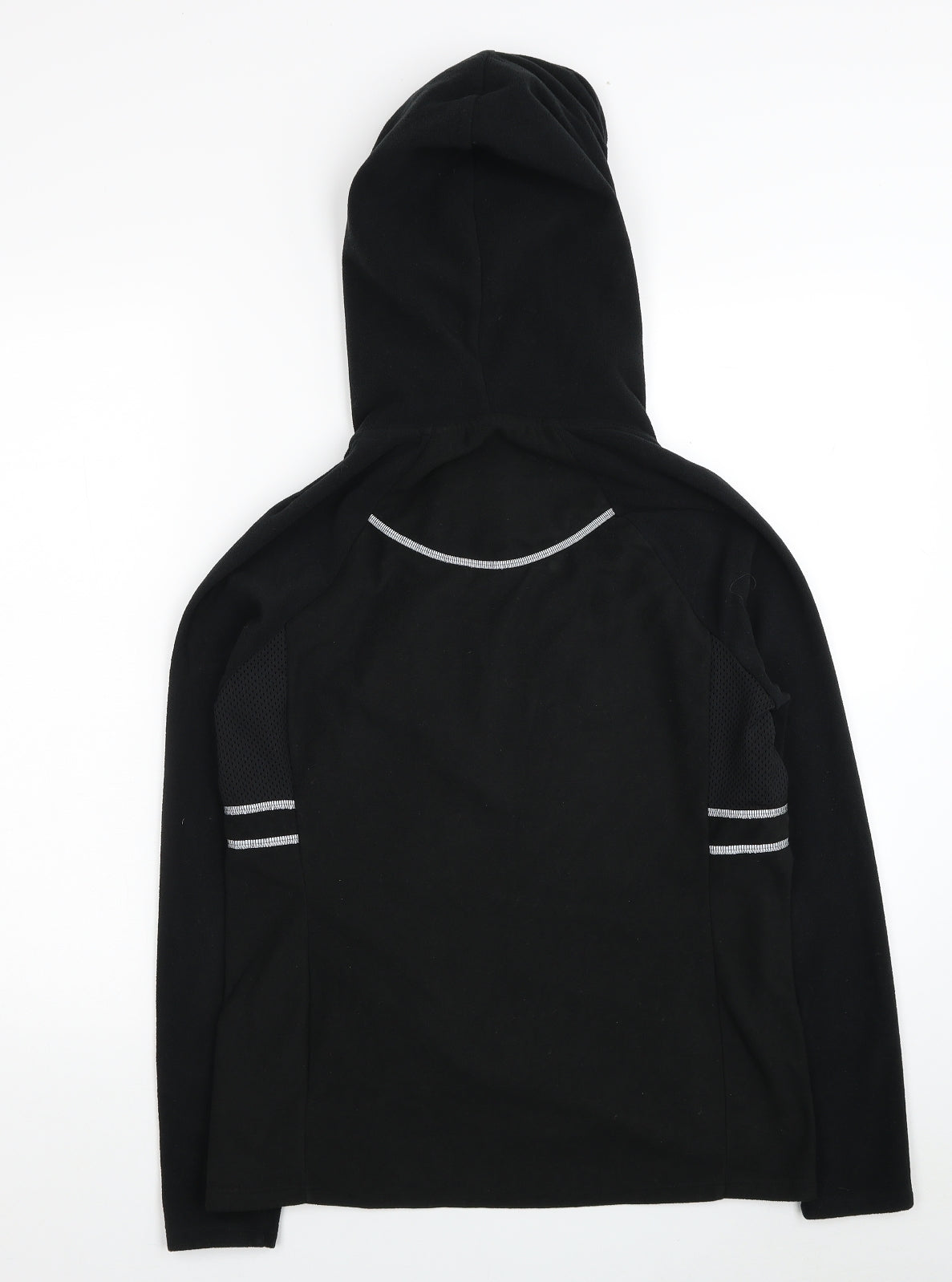 Preworn Womens Black Polyester Full Zip Hoodie Size 12 Zip