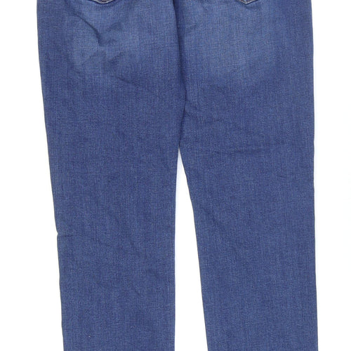 NEXT Womens Blue Cotton Straight Jeans Size 14 L32 in Regular Zip