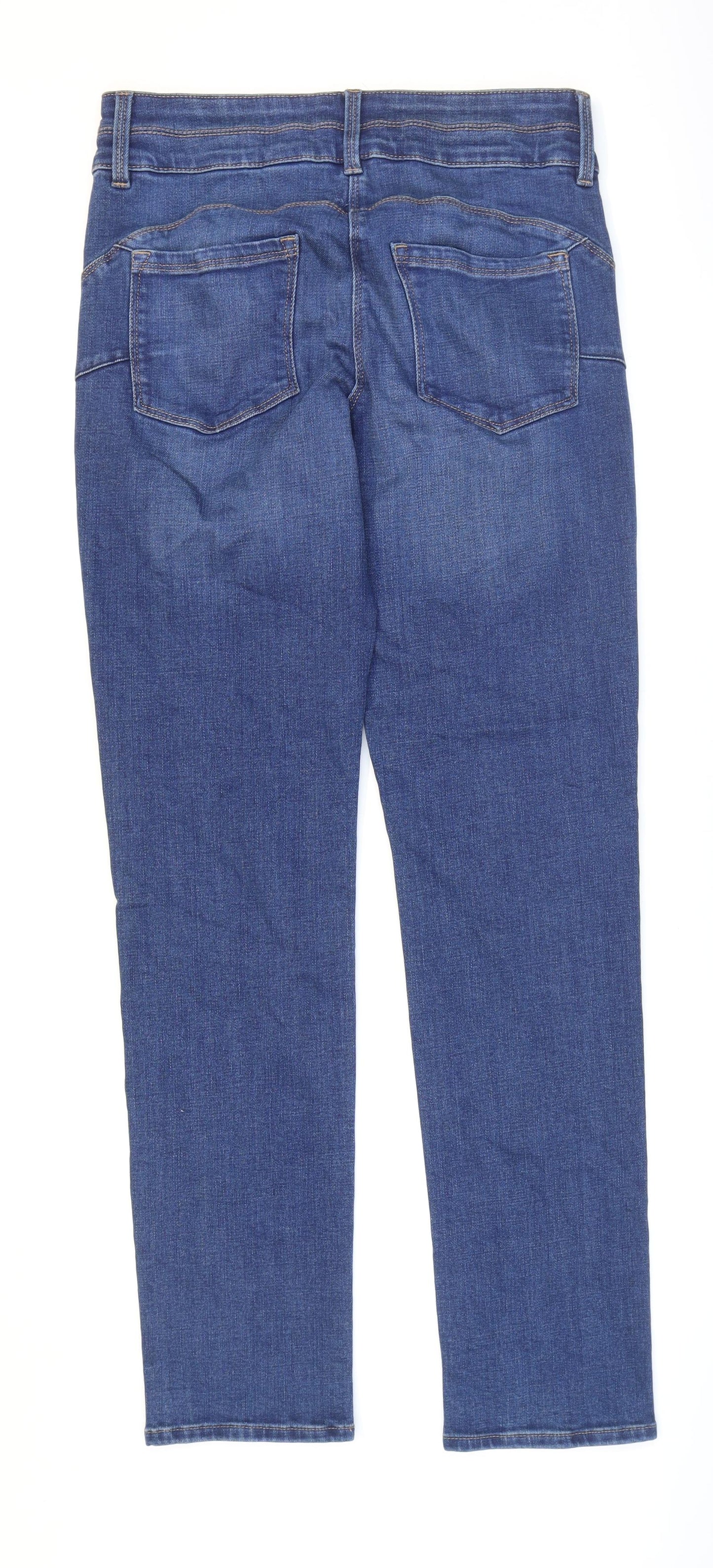 NEXT Womens Blue Cotton Straight Jeans Size 14 L32 in Regular Zip