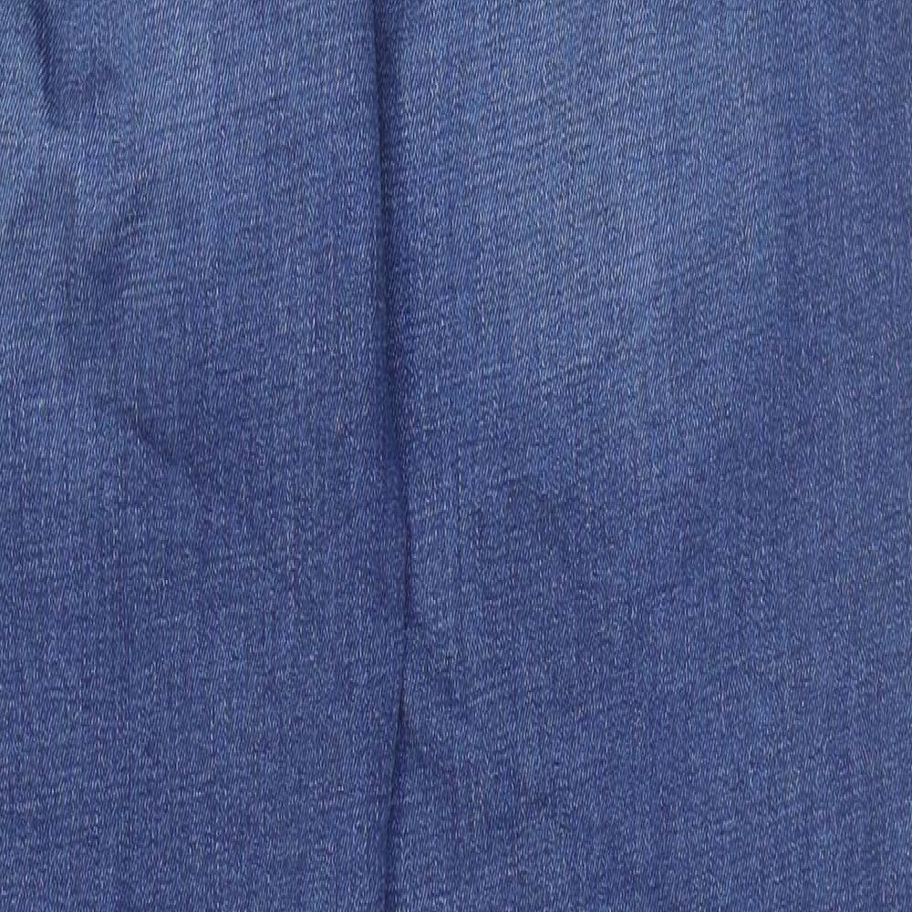NEXT Womens Blue Cotton Straight Jeans Size 14 L32 in Regular Zip