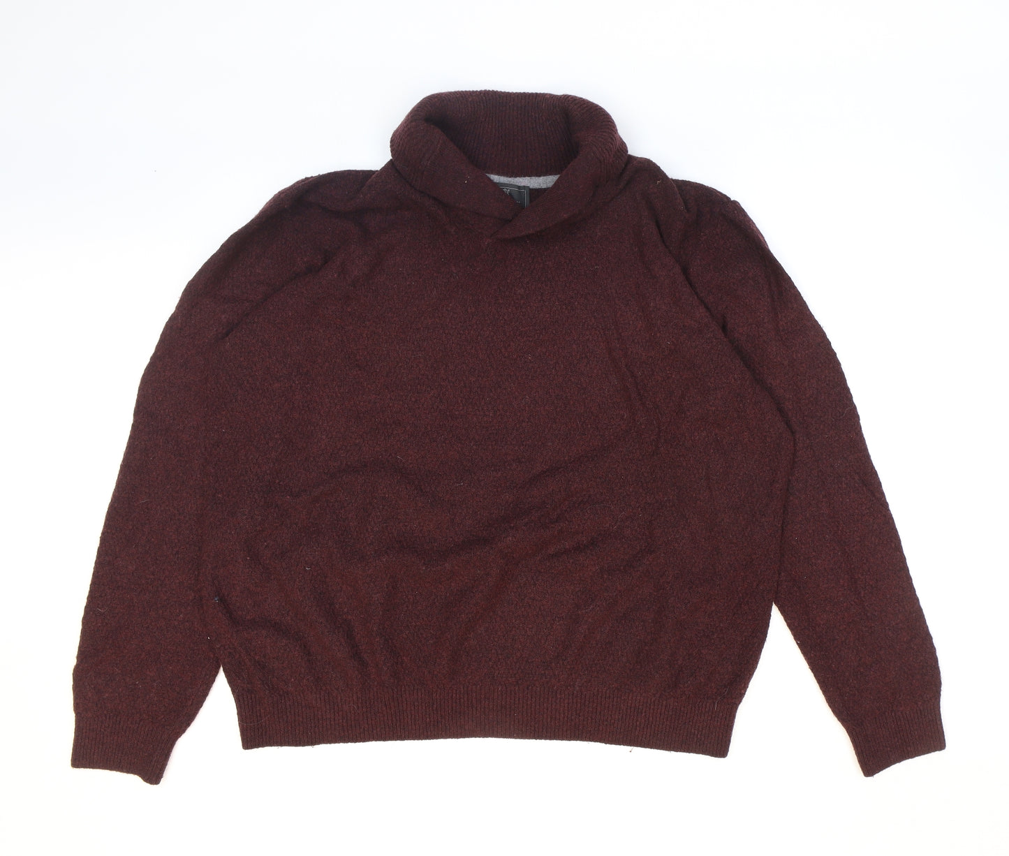 Marks and Spencer Mens Red Roll Neck Wool Pullover Jumper Size 2XL