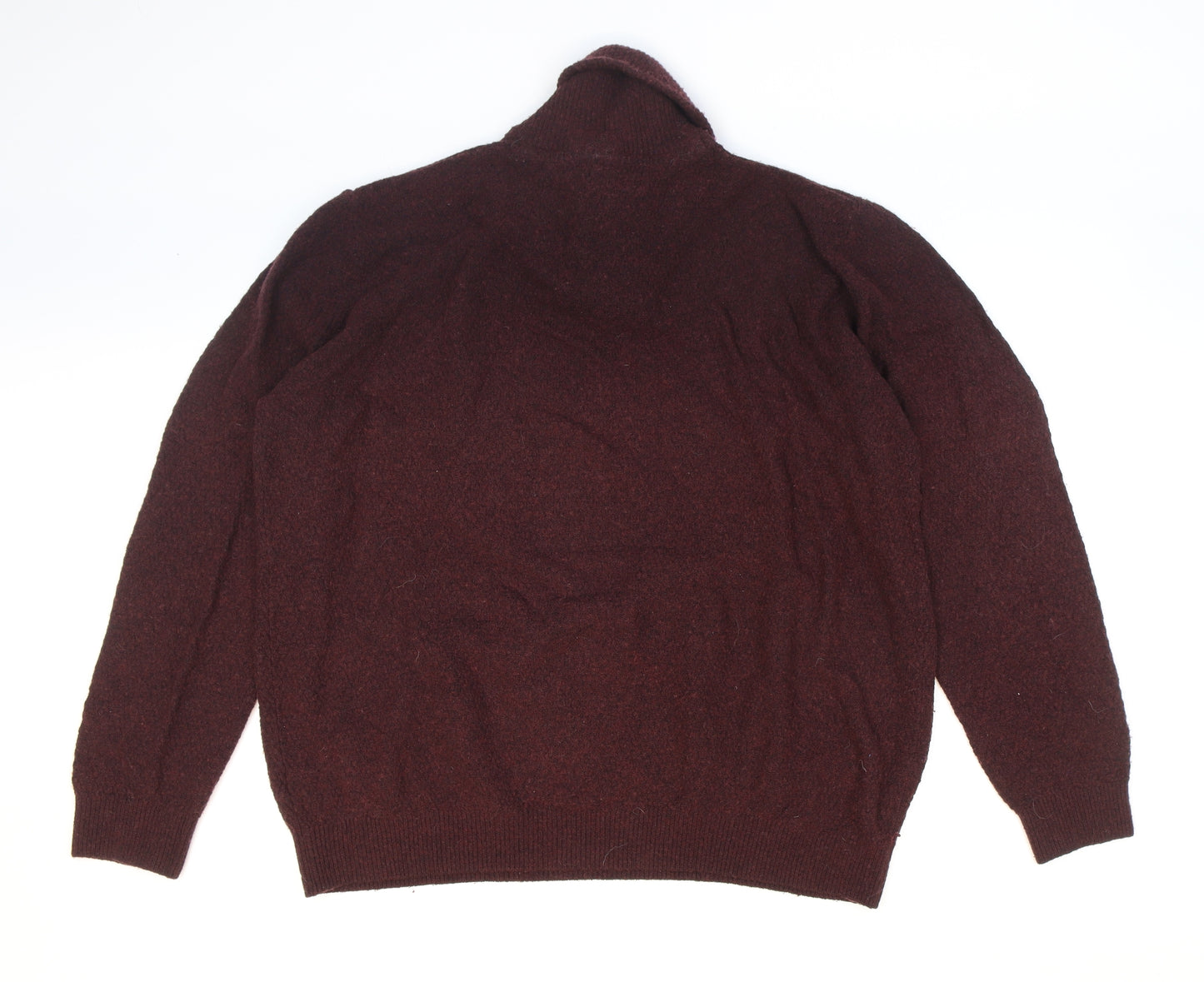 Marks and Spencer Mens Red Roll Neck Wool Pullover Jumper Size 2XL