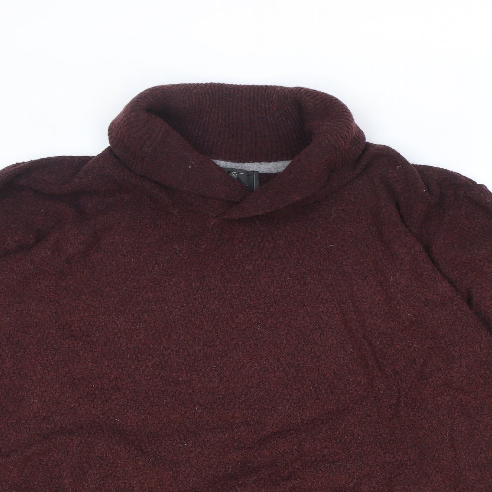 Marks and Spencer Mens Red Roll Neck Wool Pullover Jumper Size 2XL