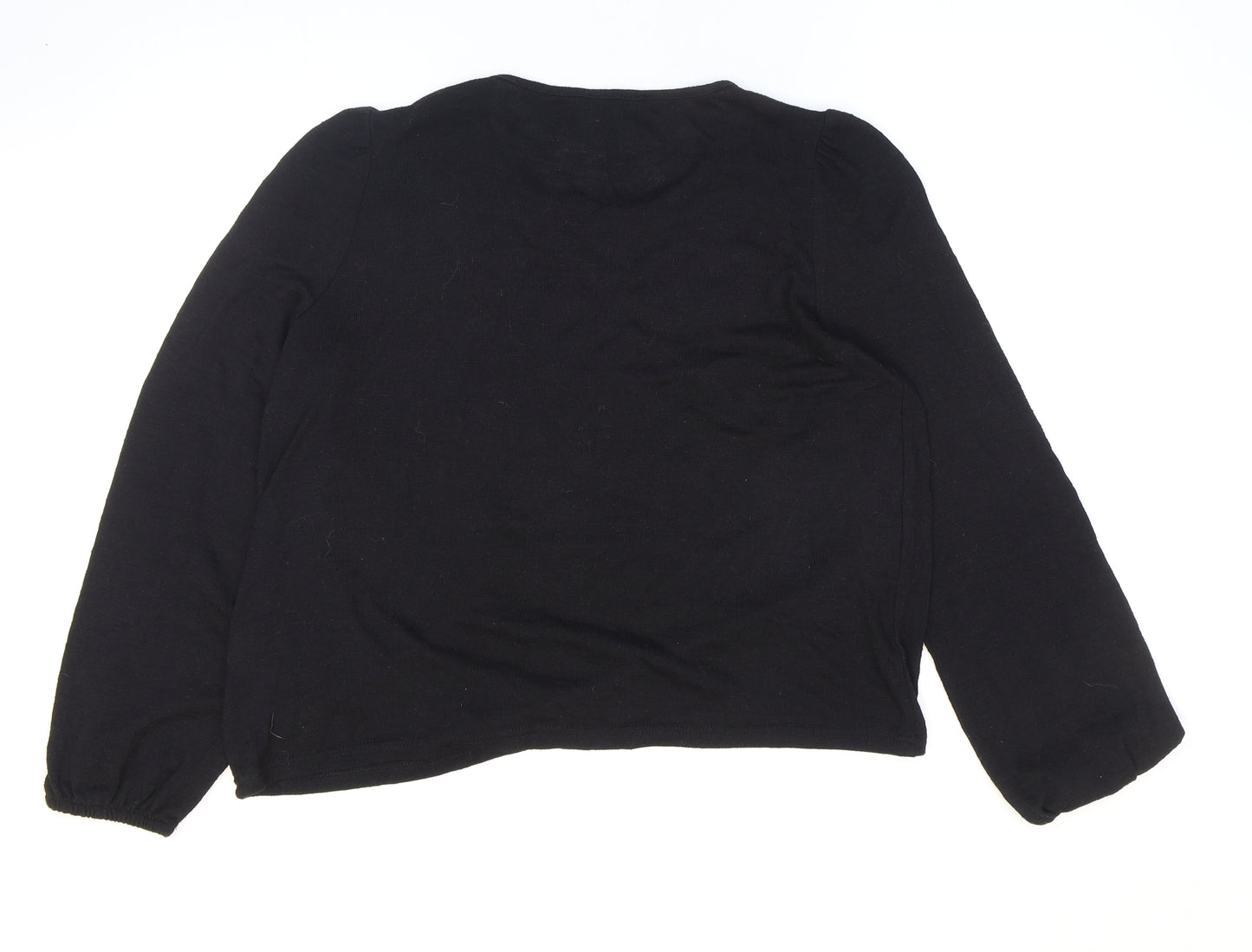 New Look Womens Black Round Neck Polyester Pullover Jumper Size M - Flower Detail