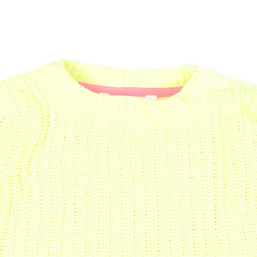 Marks and Spencer Girls Yellow Round Neck Striped Polyester Pullover Jumper Size 2-3 Years Pullover