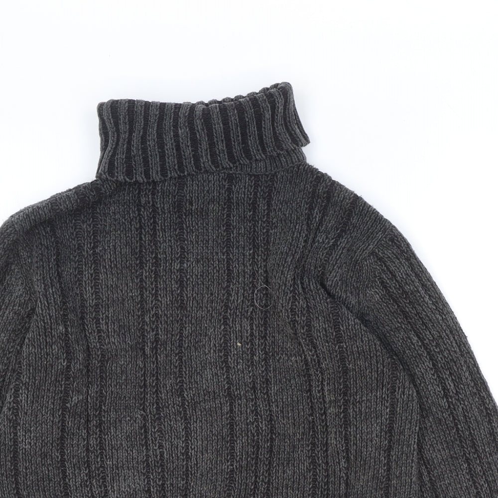 Here & There Womens Grey Roll Neck Acrylic Pullover Jumper Size M