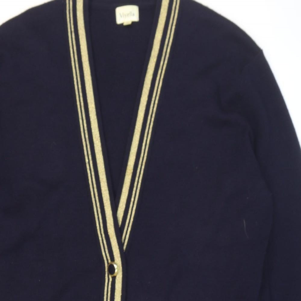 Viyella Womens Blue V-Neck Acrylic Cardigan Jumper Size M