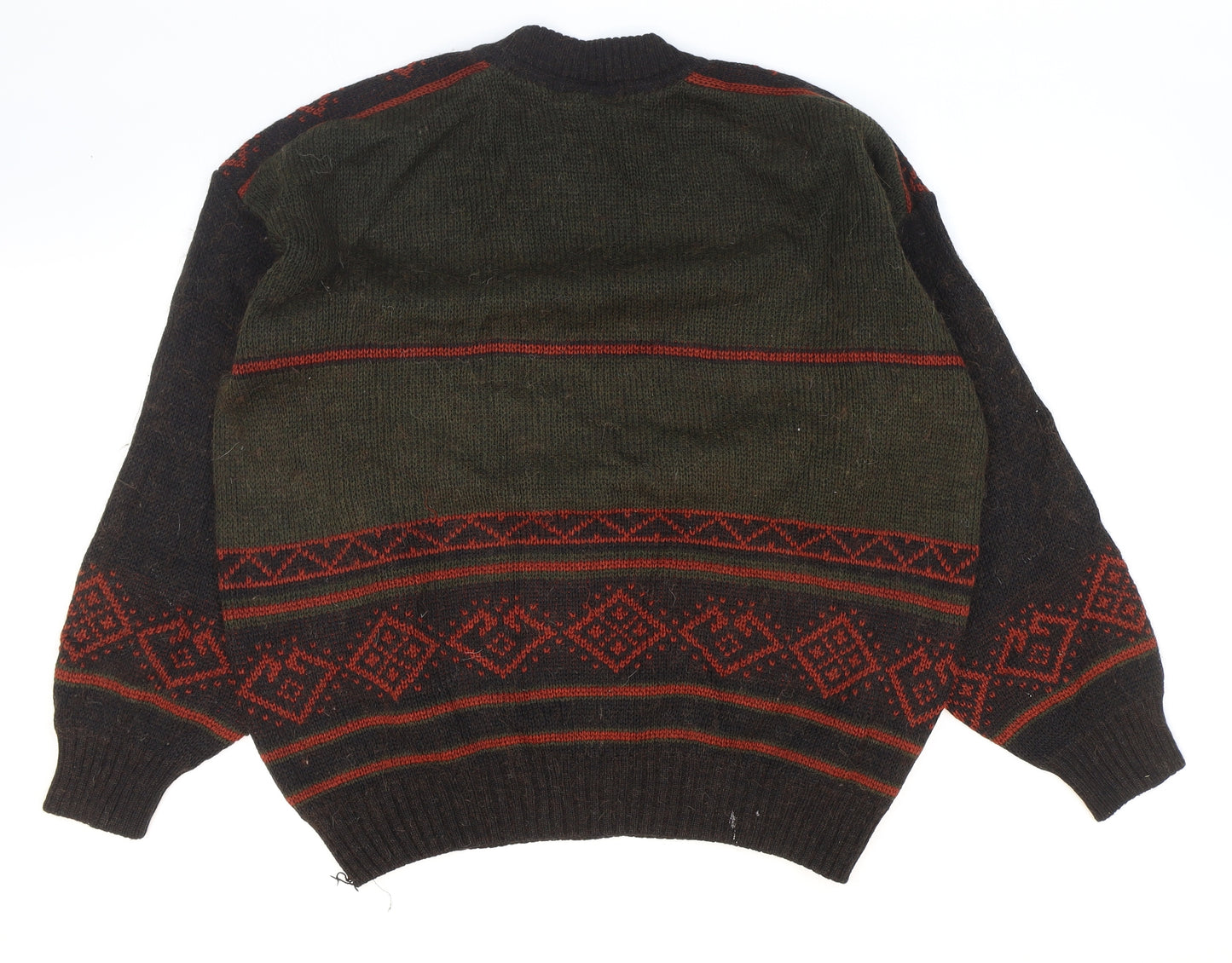 St Michael Womens Multicoloured Round Neck Geometric Acrylic Pullover Jumper Size 40 - Christmas