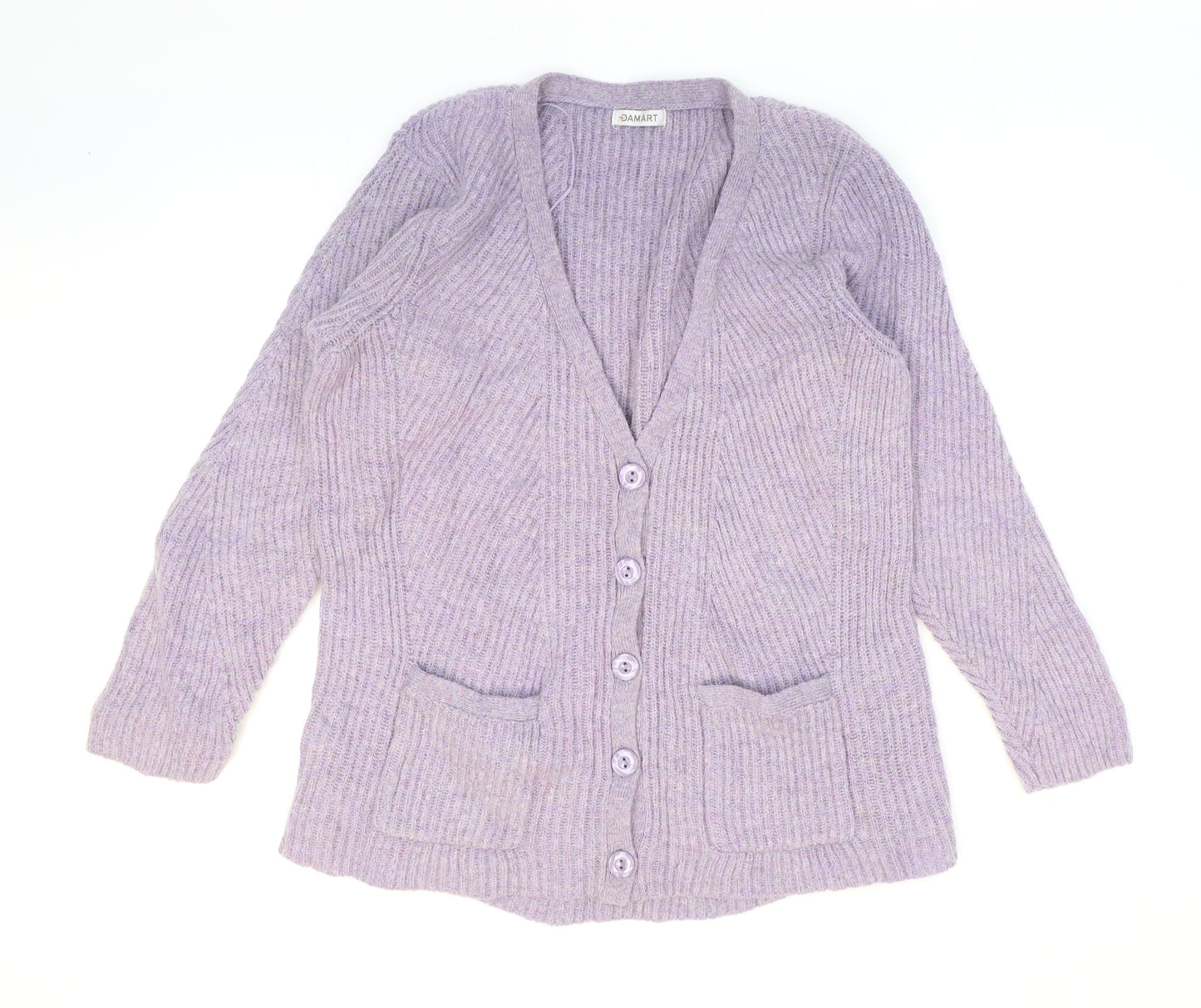 Damart Womens Purple V-Neck Acrylic Cardigan Jumper Size 18