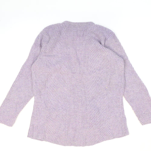 Damart Womens Purple V-Neck Acrylic Cardigan Jumper Size 18