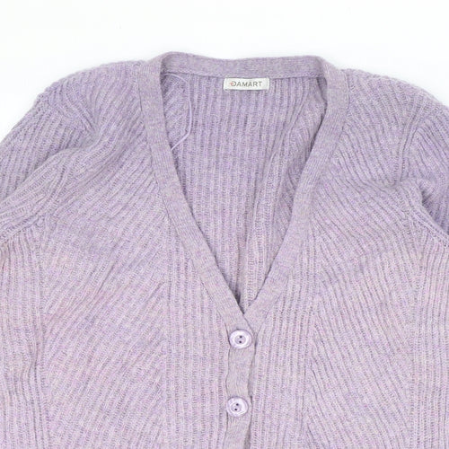 Damart Womens Purple V-Neck Acrylic Cardigan Jumper Size 18
