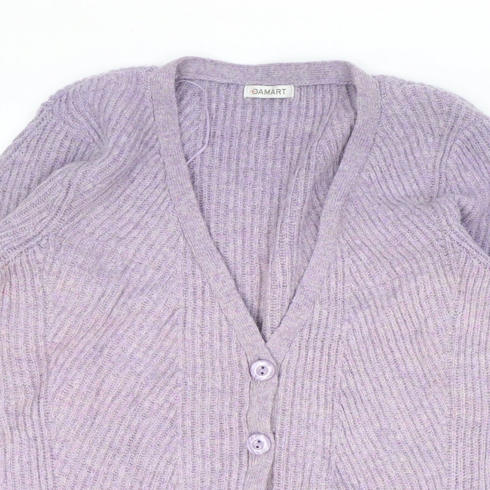 Damart Womens Purple V-Neck Acrylic Cardigan Jumper Size 18
