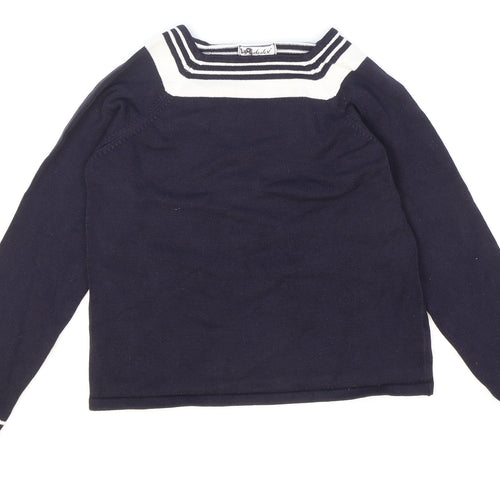 Berkertex Womens Black Square Neck Striped Acrylic Pullover Jumper Size 10