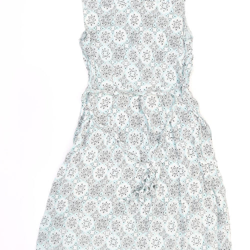 RJR.John Rocha Womens Blue Geometric Viscose Shirt Dress Size 12 Collared Zip