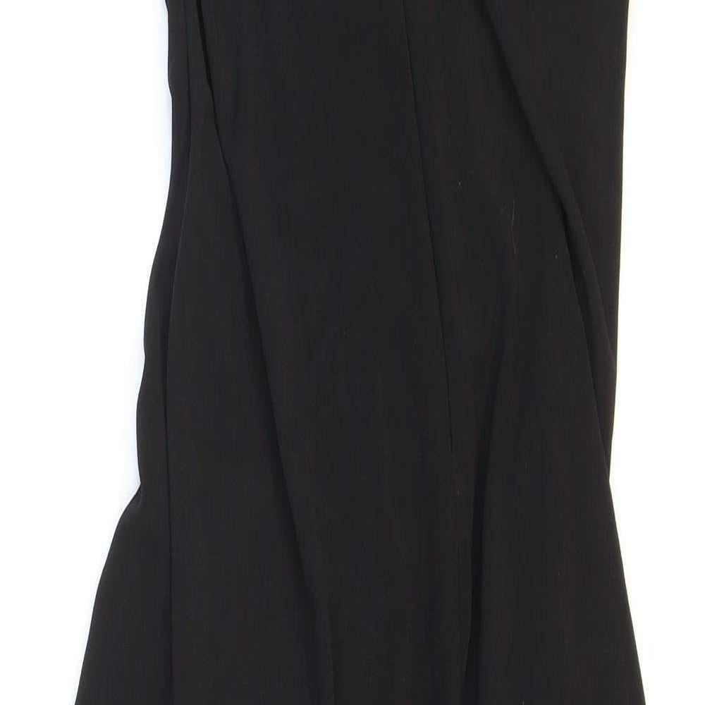 Zara Womens Black Polyester Bodycon Size M Square Neck Zip