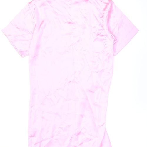 Zara Womens Pink Polyester Shift Size S Round Neck Pullover - Knotted