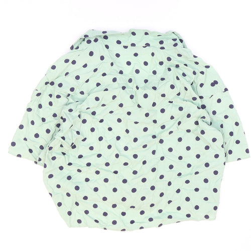 Papaya Womens Green Polka Dot Viscose Cropped Button-Up Size 14 Collared