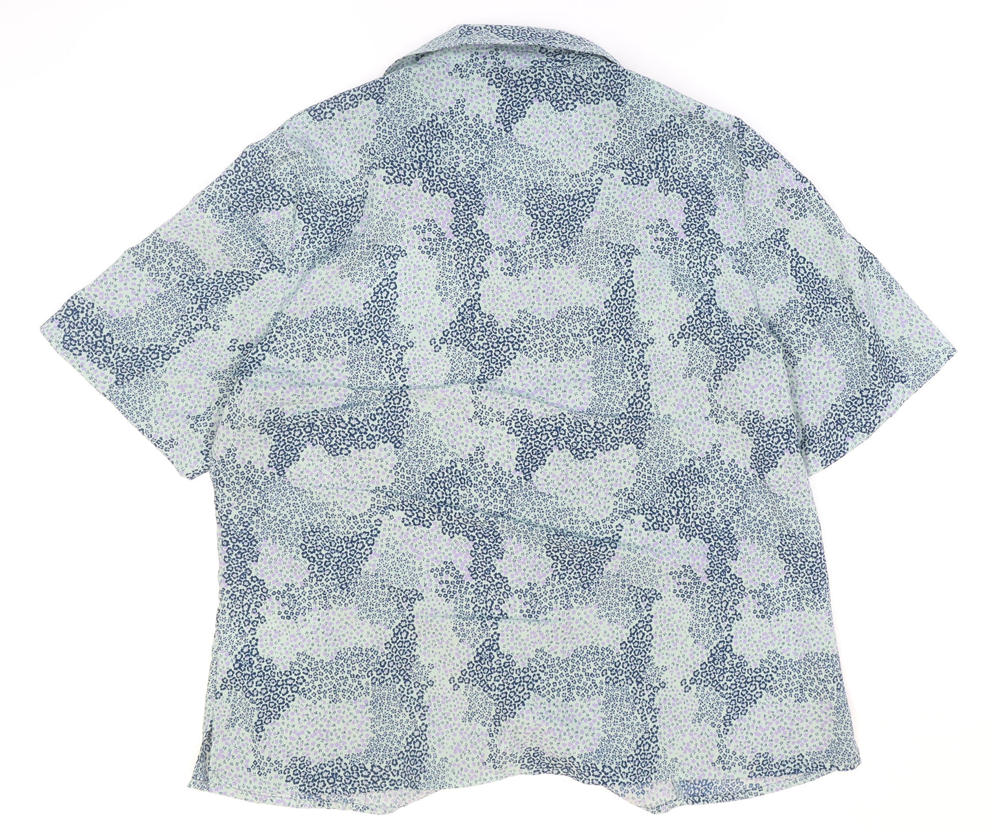Honor Millburn Womens Blue Floral Polyester Basic Button-Up Size 14 Collared