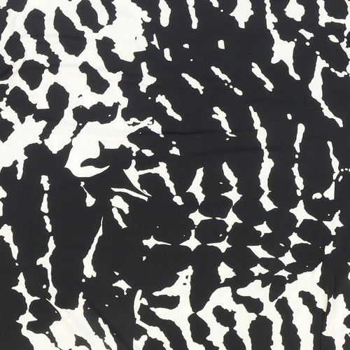 Nightingales Womens Black Animal Print Polyester Basic T-Shirt Size 22 Cowl Neck