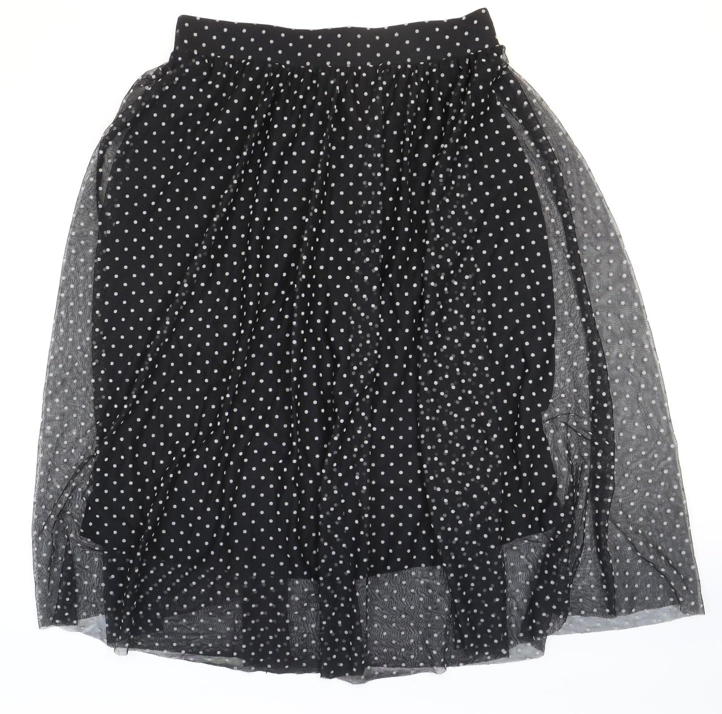 TU Womens Black Polka Dot Polyester Swing Skirt Size 14