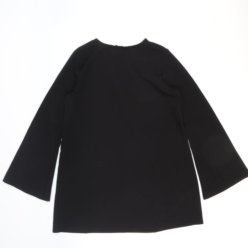 Boohoo Womens Black Polyester Shift Size 12 V-Neck Pullover