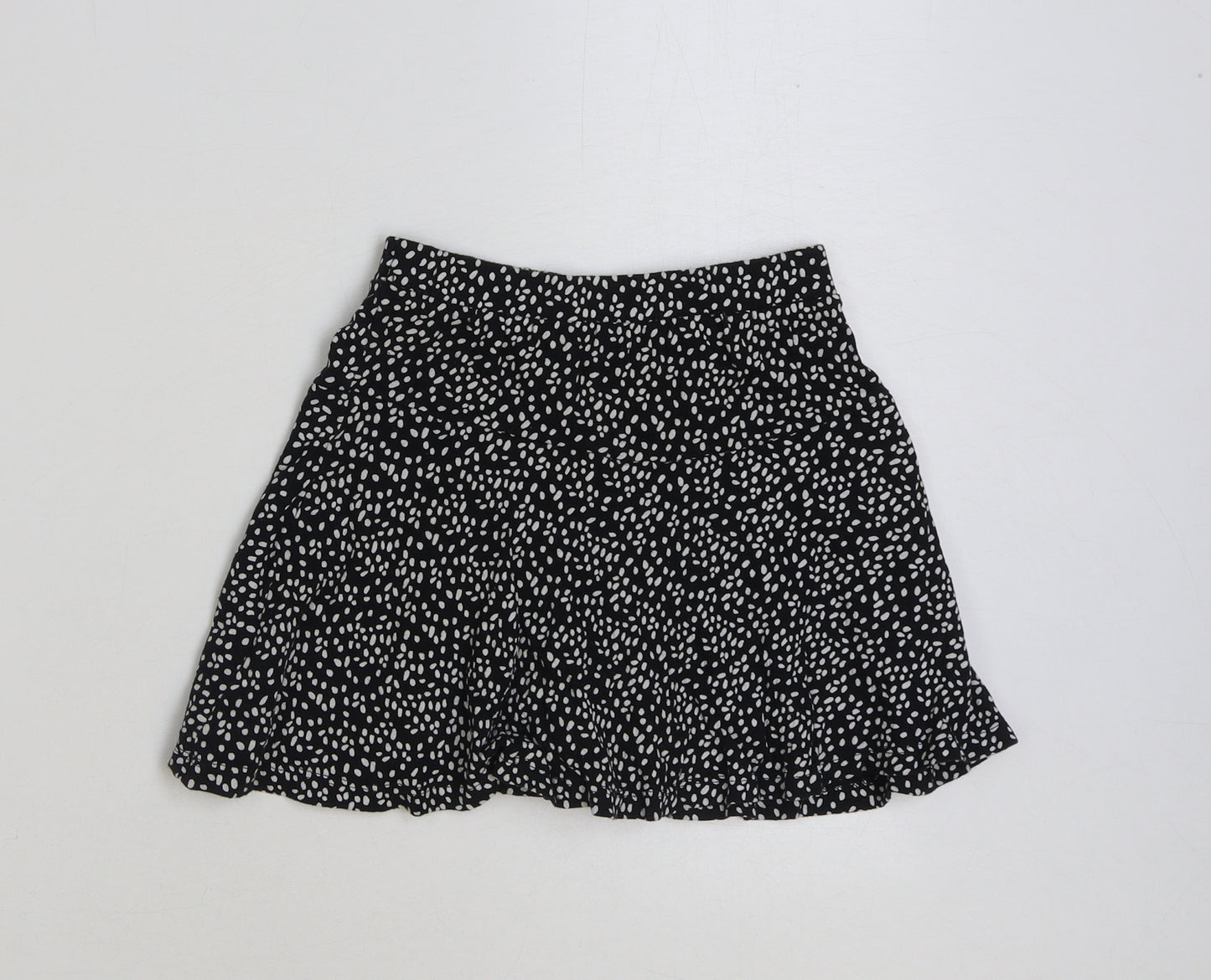F&F Girls Black Geometric Cotton Mini Skirt Size 6-7 Years Regular Pull On