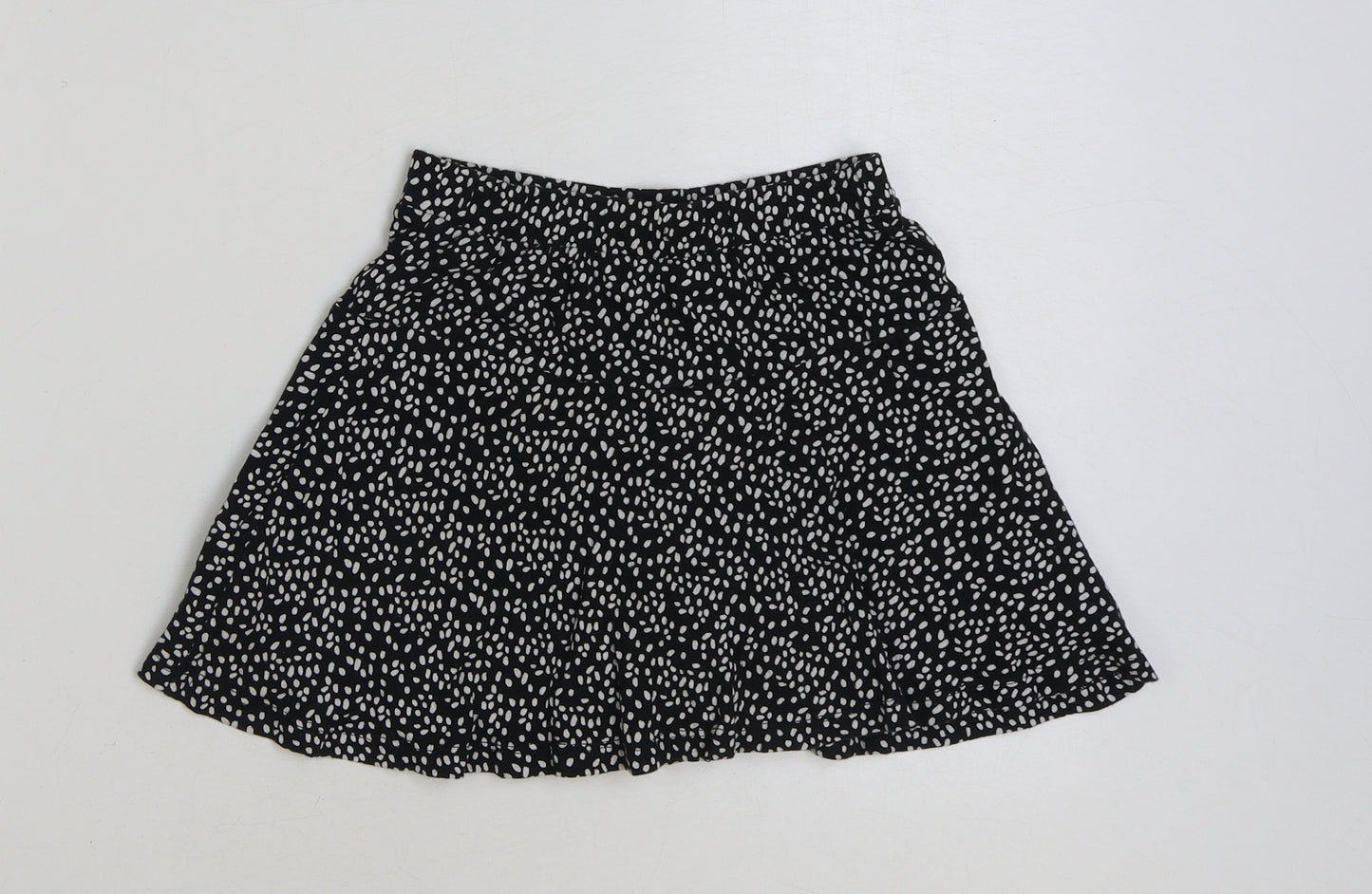F&F Girls Black Geometric Cotton Mini Skirt Size 6-7 Years Regular Pull On